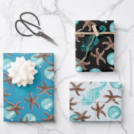 Starfish Sea Horses Weihnachtsgeschenk Wrapping Sh Geschenkpapier Set