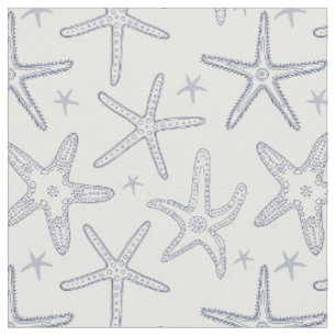 Starfish Sea Life Blau und Weiß Muster Stoff