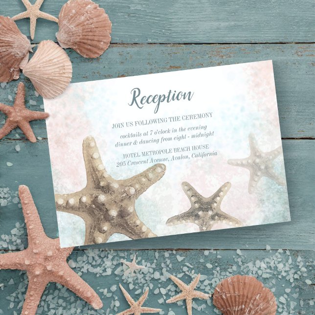 Starfish Sea Nautical Beach Wedding Empfang Card RSVP Karte (Von Creator hochgeladen)