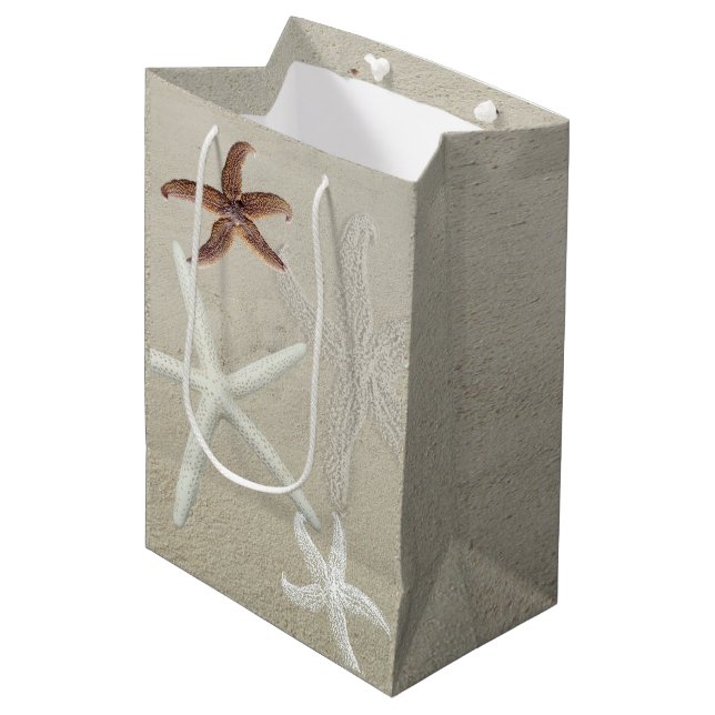 Starfish Sea Stars Beach Sand Geschenktasche Mittlere Geschenktüte (Vorderseite Schrägansicht)