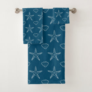 Starfish Seashell Croquis Motif Sur Ocean Blue