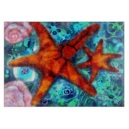 Starfish Seashells Beach Coastal Nautic Abstrakt Schneidebrett