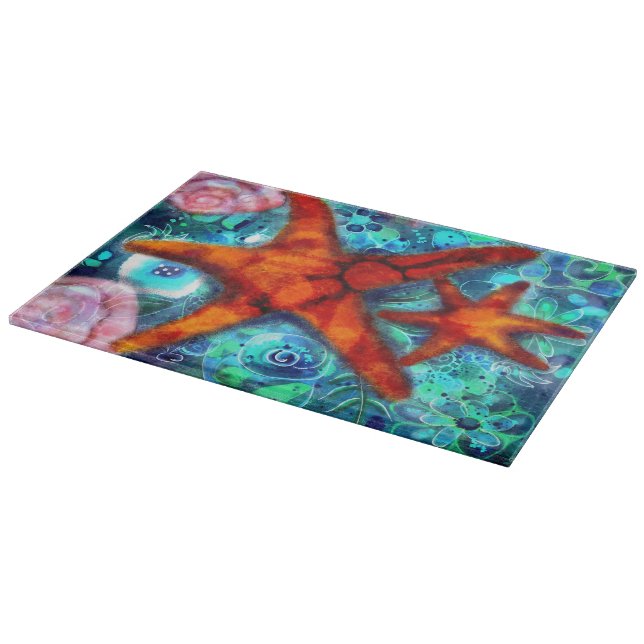 Starfish Seashells Beach Coastal Nautic Abstrakt Schneidebrett (Ecke)