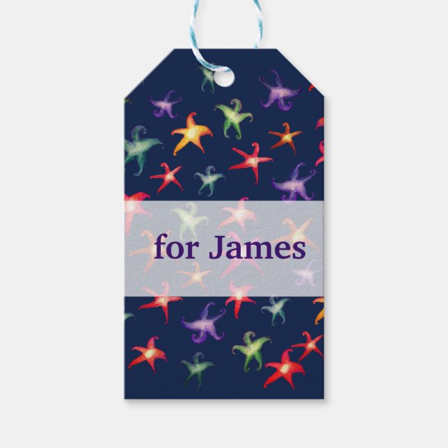 Starfish, Seestern Muster Custom Gift Tag Geschenkanhänger (Vorderseite)