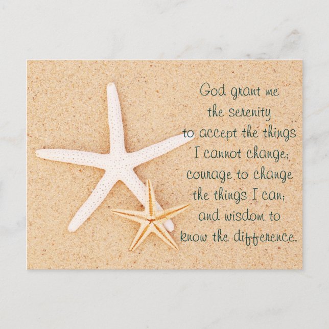 Starfish Serenity Gebet Postkarte (Vorderseite)