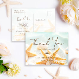 Starfish Shells Ocean Beach Wedding Thank You Postkarte