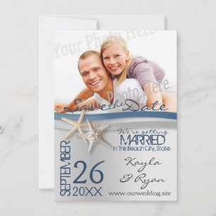 Starfish Silver und Blue Ribbon Save the Date