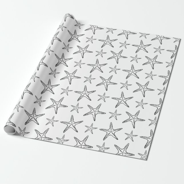 Starfish Sketch Custom Black and White Geschenkpapier (Ungerollt)