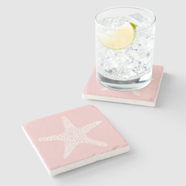 Starfish sommerlicher nautischer Designstein Steinuntersetzer (Seitenansicht)