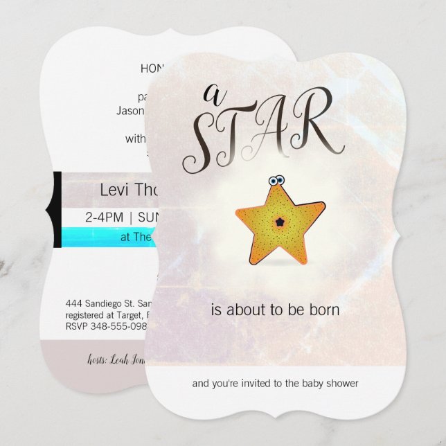Starfish Star Baby Dusche Einladungen (Vorne/Hinten)