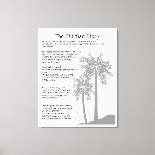 Starfish Story, Starfish Thrower, Starfish Gedicht Leinwanddruck (Vorderseite)