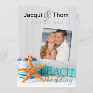 Starfish-Strand-Hochzeits-Foto Save the Date