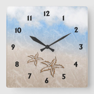 Starfish-Strand Quadratische Wanduhr