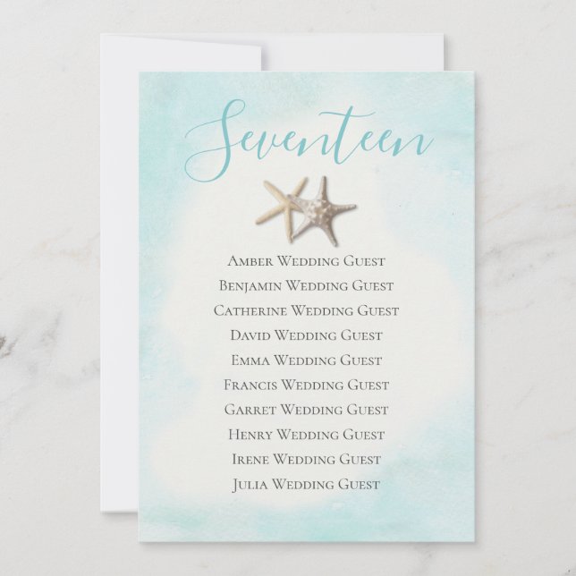 Starfish Tabelle 17 Sitzkarte (Vorderseite)