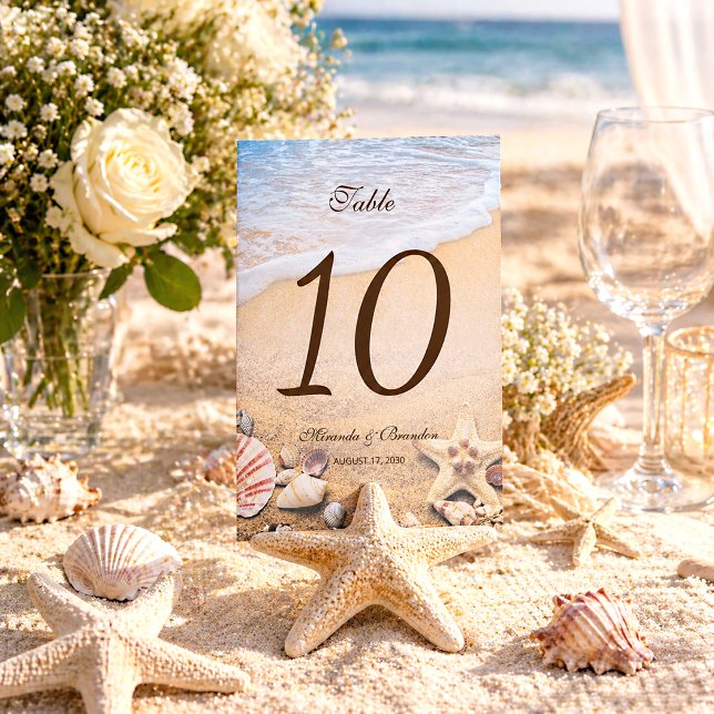 Starfish Tropical Beach Wedding Tischnummer (Von Creator hochgeladen)