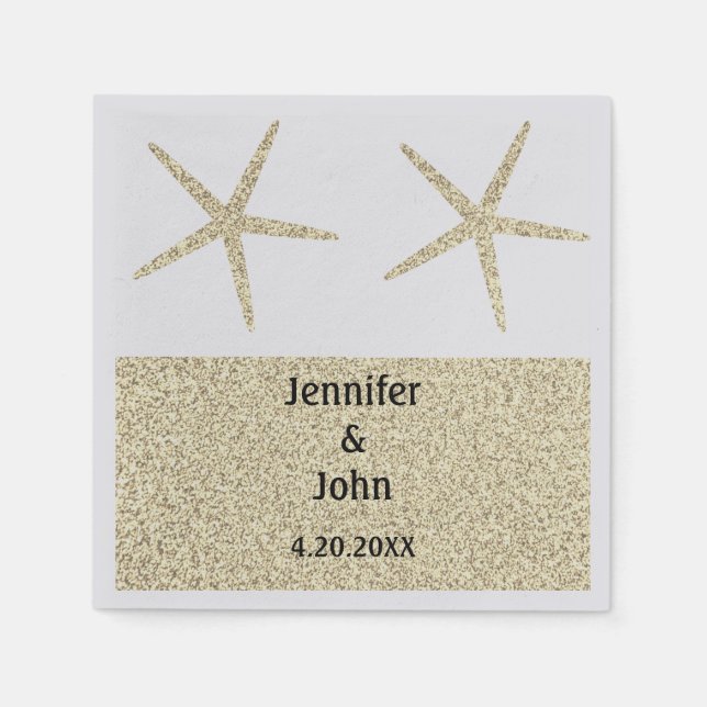 Starfish Tropical Gold Glitzer Silver Wedding Nied Serviette (Vorderseite)