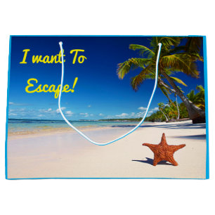 Starfish-tropische Sandy-Strand-Palme-Insel Große Geschenktüte