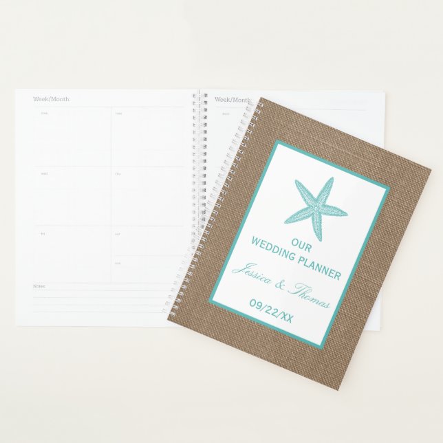 Starfish Turquoise Burlap Beach Wedding Collection (Devant avec enveloppe)
