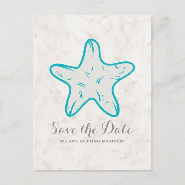 Starfish Turquoise Rustique Enregistrer la carte p (Devant)