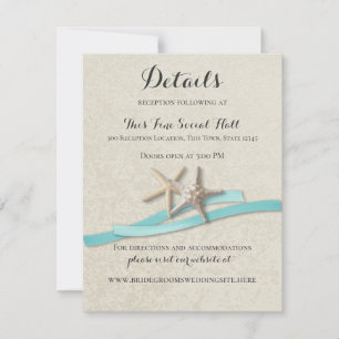Starfish und Aqua Ribbon Empfang Card RSVP Karte