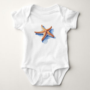 Starfish und Blaue Silhouette Baby Strampler