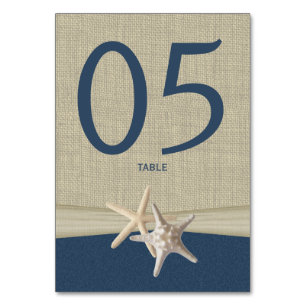 Starfish und Burlap-Tischnummer Tischnummer