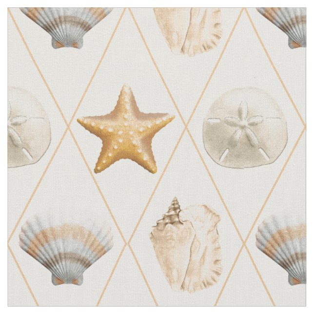 Starfish und Muscheln an der Küste Stoff (Nahaufnahme)