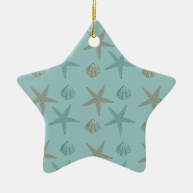 Starfish und Muscheln Keramik Ornament (Vorne)