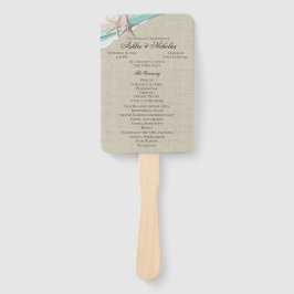 Starfish und Ribbon Aqua Wedding Program Fan Fächer
