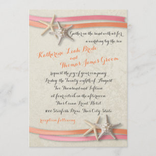 Starfish und Ribbon Coral und Pink Einladung