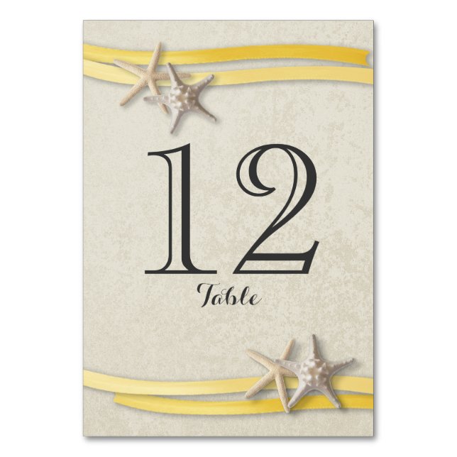 Starfish und Ribbon-Gelbe Tischnummer (Vorderseite)