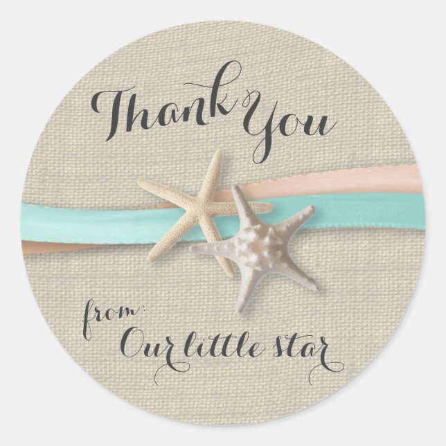 Starfish und Ribbon Runder Aufkleber (Vorderseite)