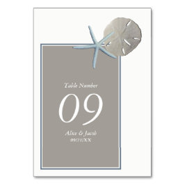 Starfish und Sand Dollar - Hochzeit am Strand Tischnummer