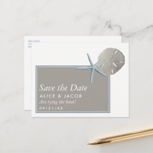 Starfish und Sand Dollar - Strand Save the Date Ankündigungspostkarte