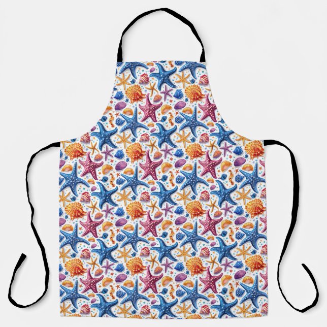 Starfish und Seashell Nautical Summer Beach Schürz Schürze (Vorderseite)