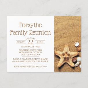 Starfish und Seashells Beach Family Wiedersehen Einladungspostkarte