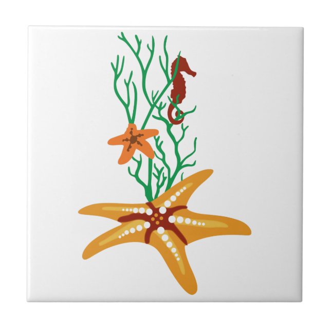 Starfish und Seepferd Fliese (Vorderseite)