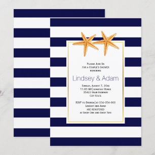 Starfish und Streifen Strand Hochzeitspaare dusche Einladung
