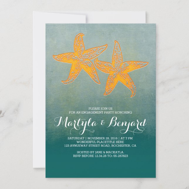 Starfish verbinden aquamarines ombre einladung (Vorderseite)
