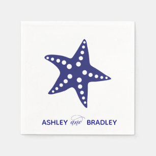 Starfish Wedding Napkins, Strand, Marine Blue Serviette