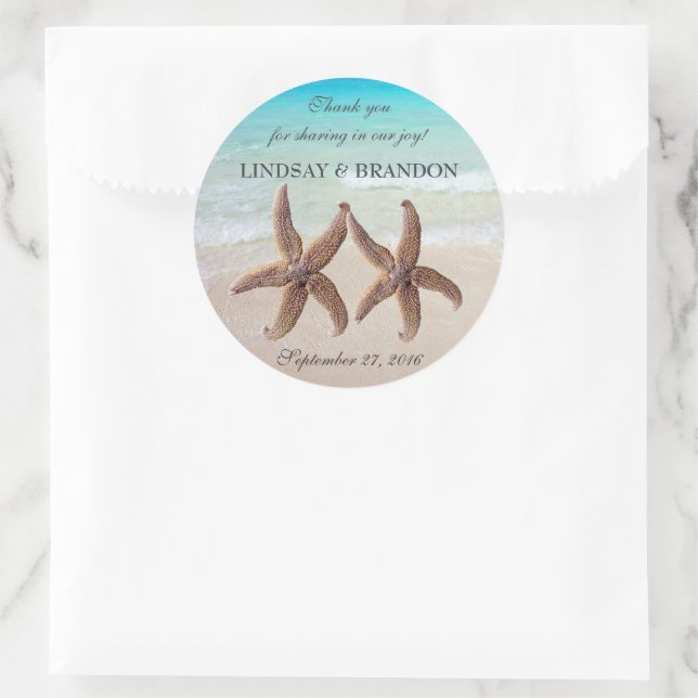 Starfish Wedding Ocean Danke Ihnen für Labels Runder Aufkleber (Tasche)