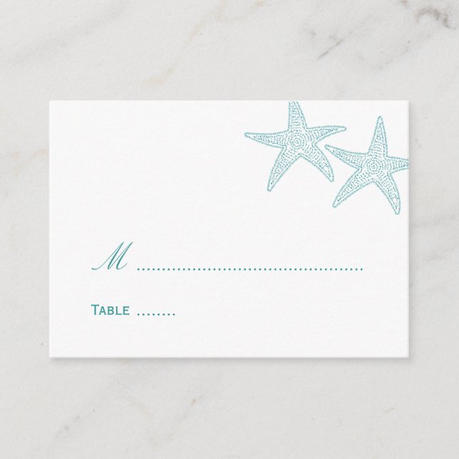 Starfish Wedding Platzkarte - Türkis (Vorderseite)