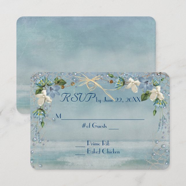 Starfish Wedding RSVP Karte (Vorne/Hinten)