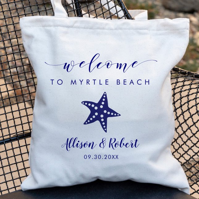 Starfish Wedding Welcome Bag for Beach, Navy Blue Tragetasche (Von Creator hochgeladen)