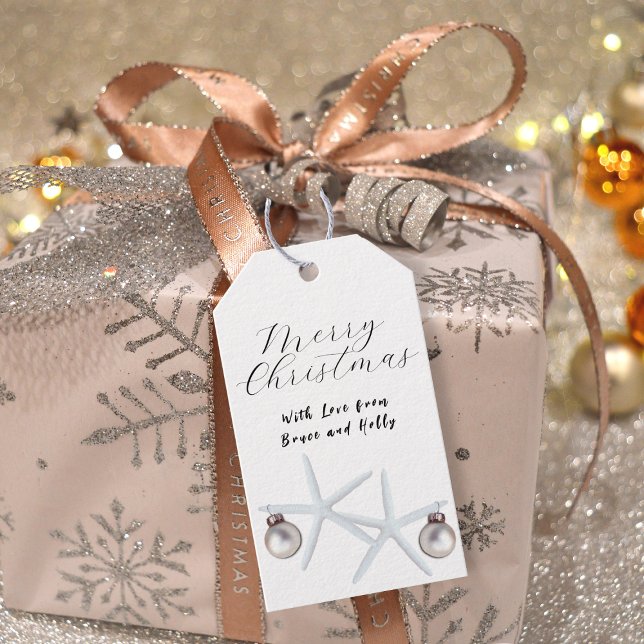 Starfish Weihnachtsweiße Krawatte auf Geschenketik Geschenkanhänger (Von Creator hochgeladen)