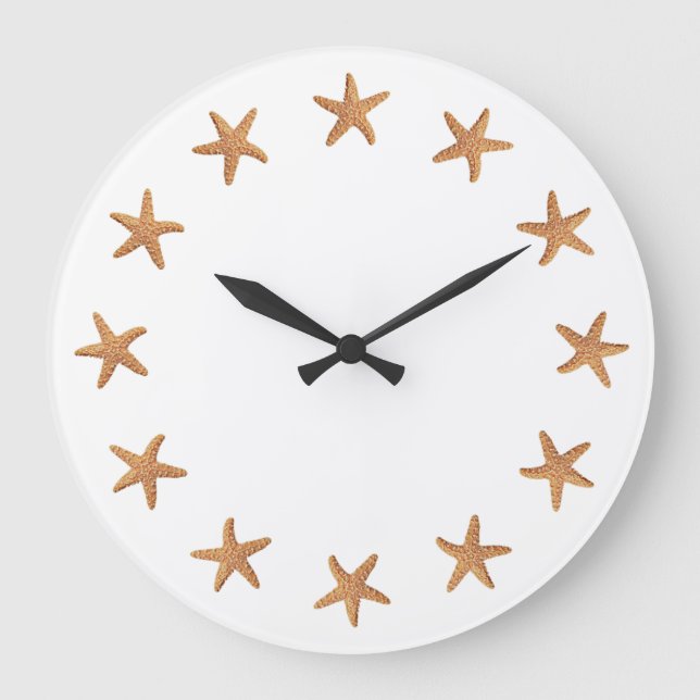 Starfish, weißer Hintergrund Große Wanduhr (Vorderseite)