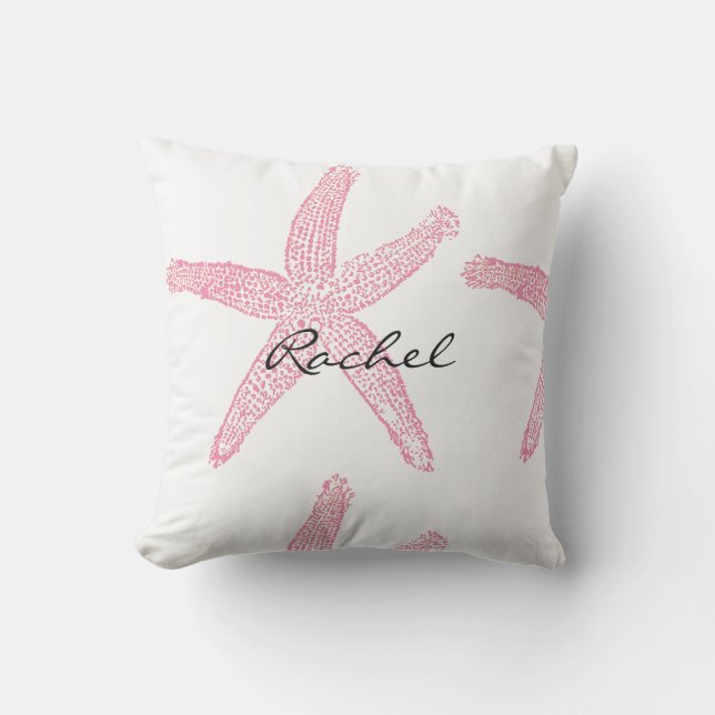 Starfish Weißer Pastell Pink Weißer Name Geschenk  Kissen (Vorderseite)