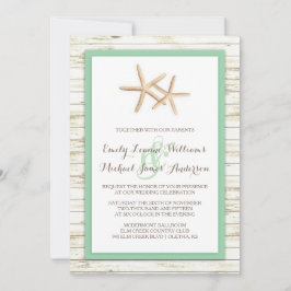 Starfish Whitewusch Wood Beach Hochzeit Einladung