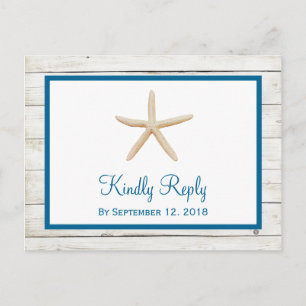 Starfish Whitewusch Wood Beach Hochzeit UAWG Einladungspostkarte