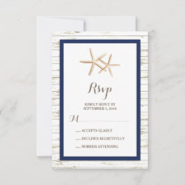 Starfish Whitewusch Wood Beach Hochzeit UAWG RSVP Karte